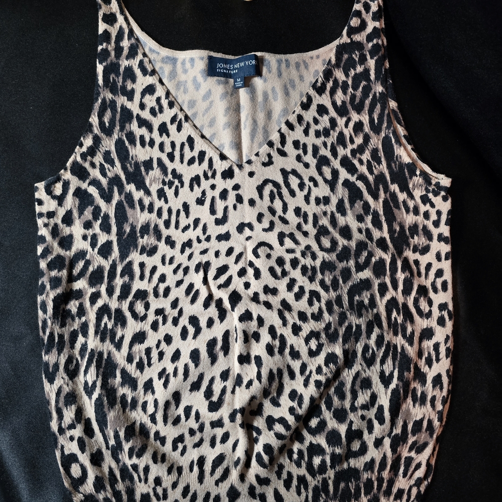 Jones New York Animal Print Camisole - Black and Cream